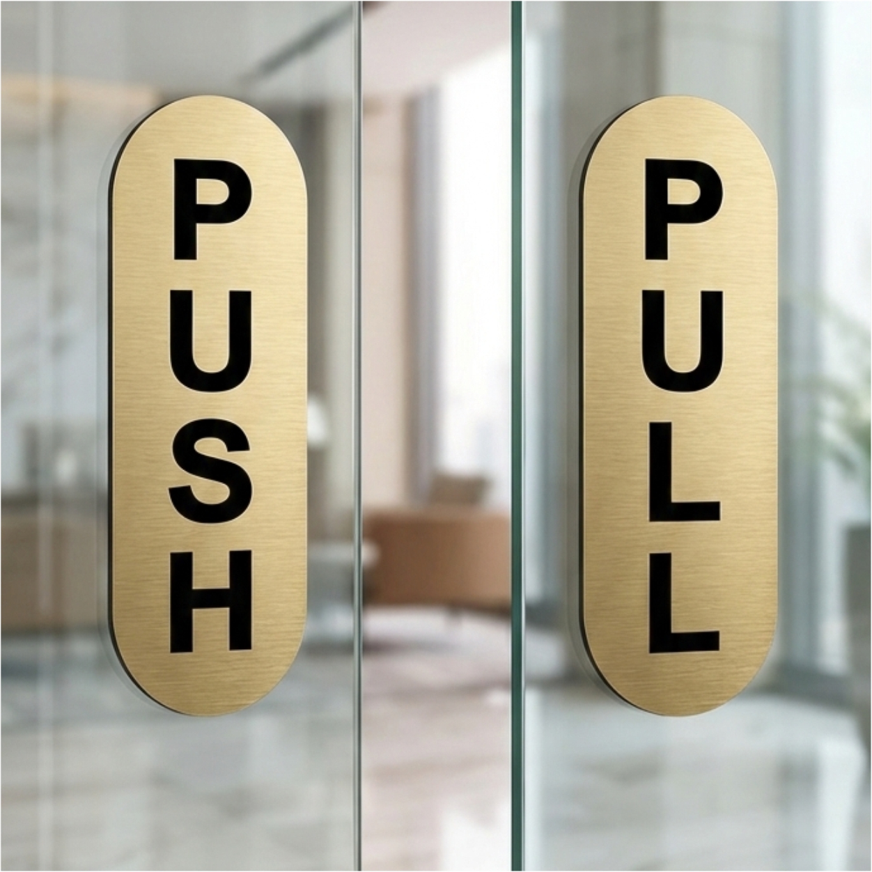 Push Pull Glass Door Signage Full Corner Round - Image 3