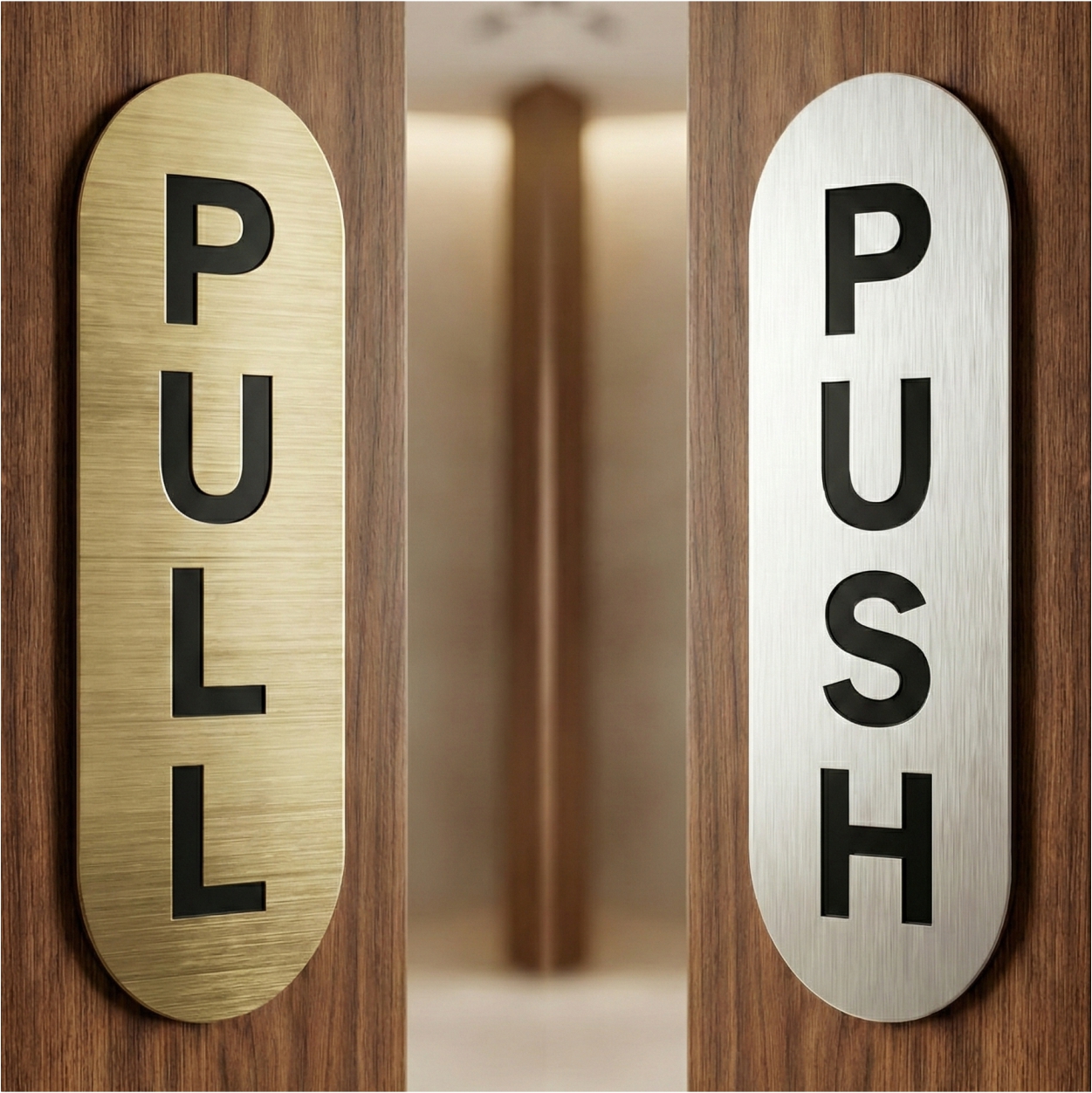 Push Pull Glass Door Signage Full Corner Round