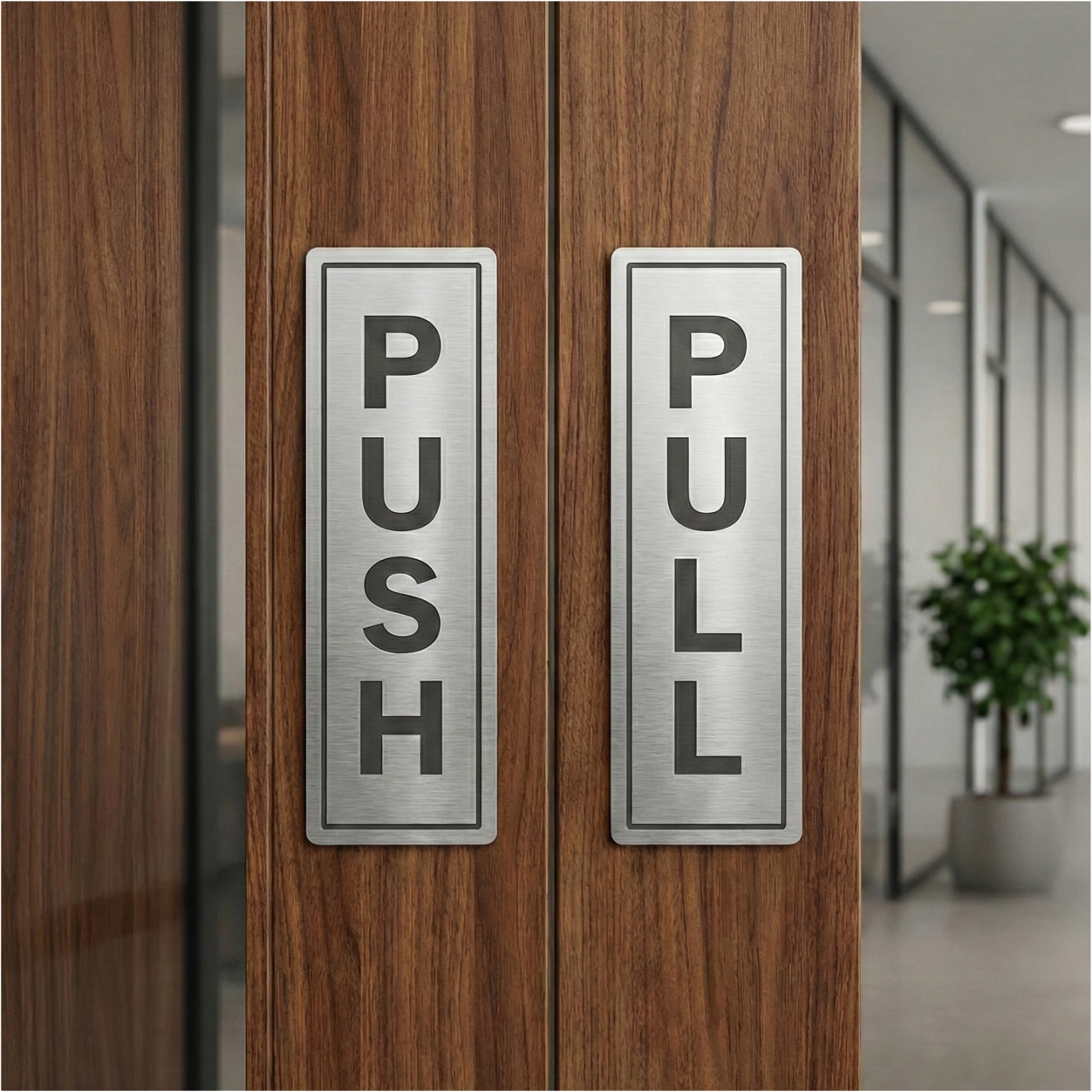 Push Pull Glass Door Signage Corner Round