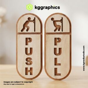 Wooden Push Pull Signage With Double Sided tape Door Sign Board for Office, Stores, Cafe, Hotel, Restaurant, Business & Shop