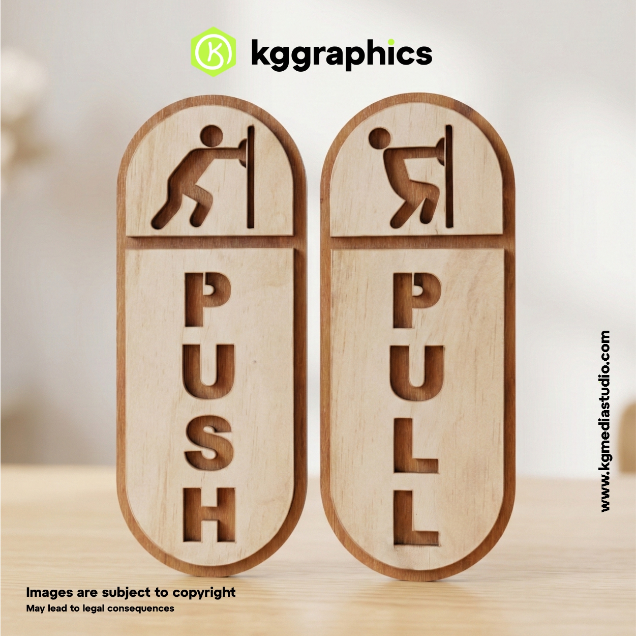 Wooden Push Pull Signage With Double Sided tape Door Sign Board for Office, Stores, Cafe, Hotel, Restaurant, Business & Shop